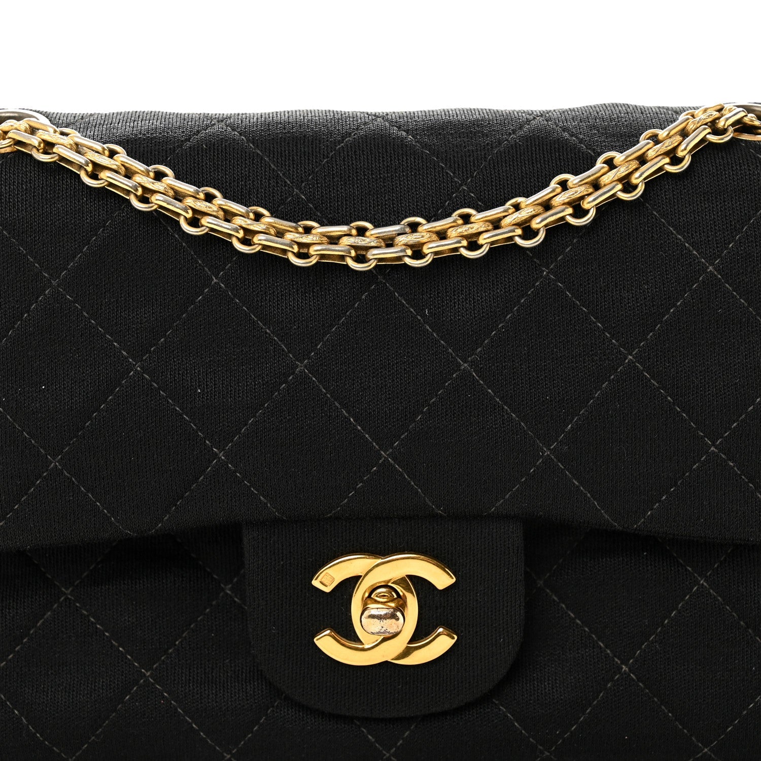 Chanel Jersey Quilted Small Double Flap Black