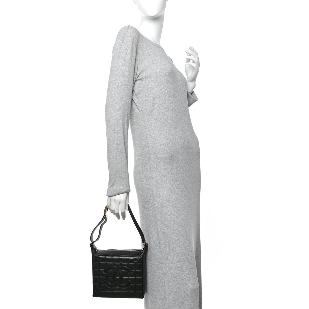 Chanel Lambskin Quilted Small Chocolate Bar Shoulder Bag Black