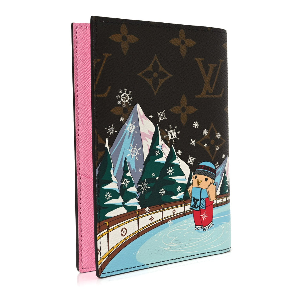 Louis Vuitton Monogram 2023 Christmas Animation Alpine Passport Cover Pink
