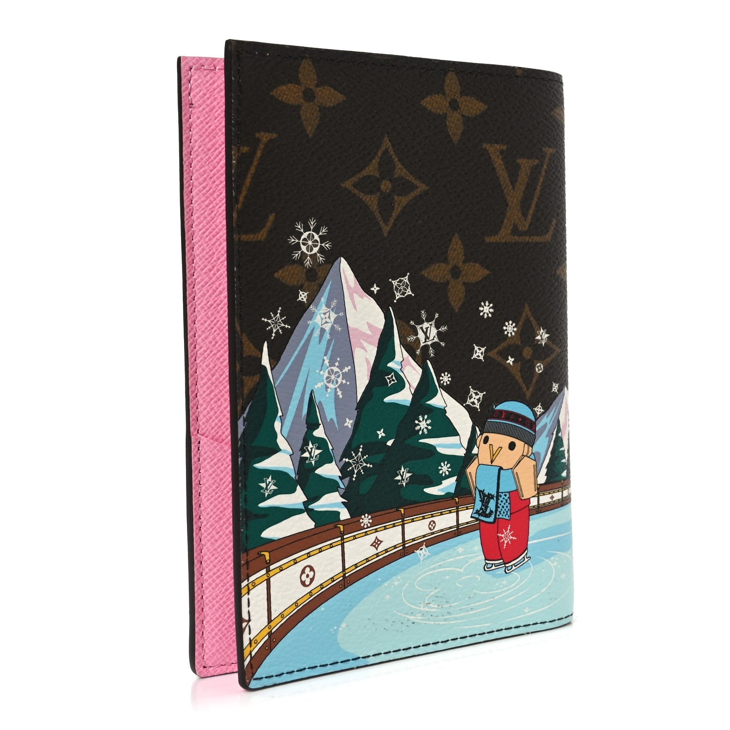 Louis Vuitton Monogram 2023 Christmas Animation Alpine Passport Cover Pink