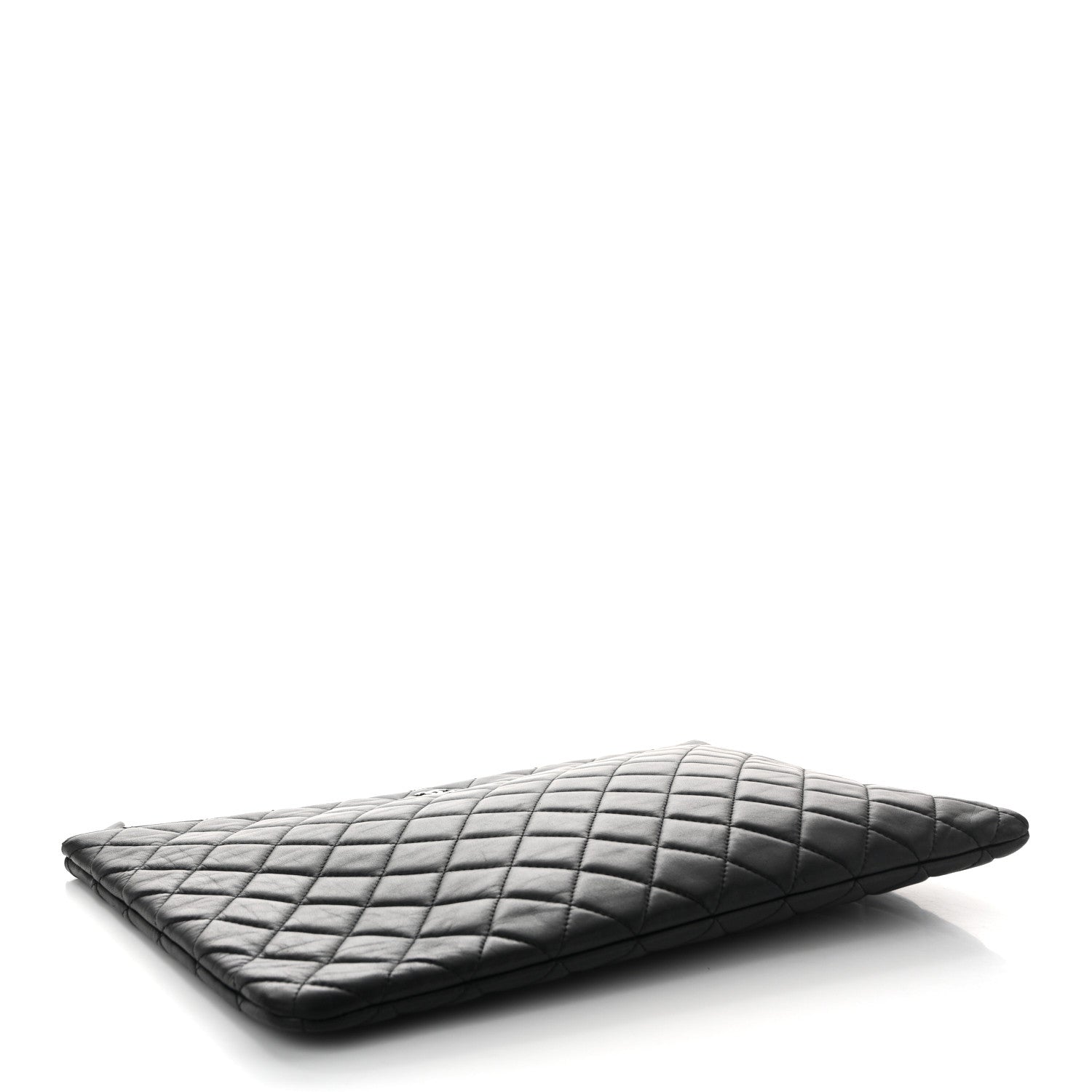 Lambskin Quilted Large Cosmetic Case Black
