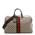 Gucci GG Supreme Monogram Textured Dollar Calfskin Web Medium Ophidia Carry-On Duffle Bag Beige Ebony New Acero