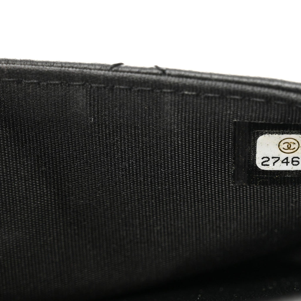 Chanel Lambskin Quilted Square Front Pocket Clutch With Chain Black