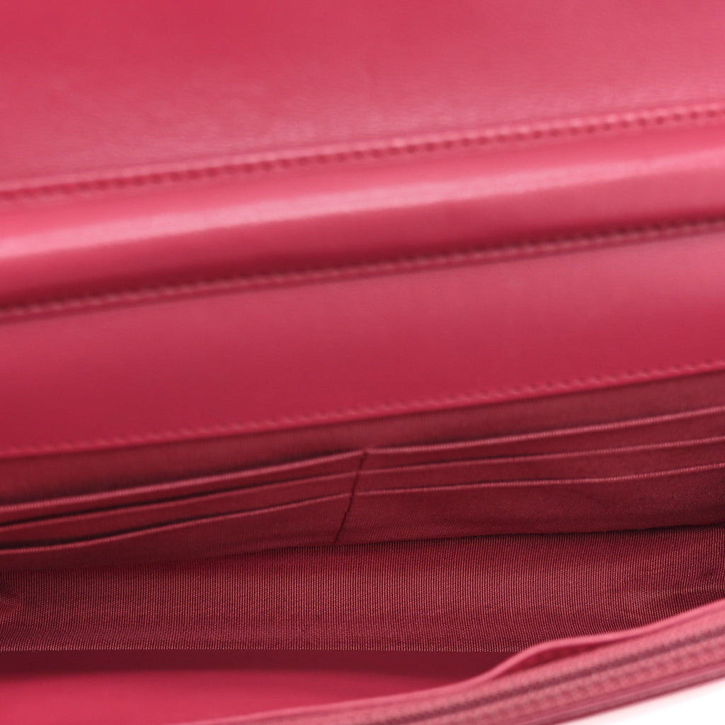 Chanel Lambskin Quilted Boy Wallet On Chain WOC Dark Fuchsia
