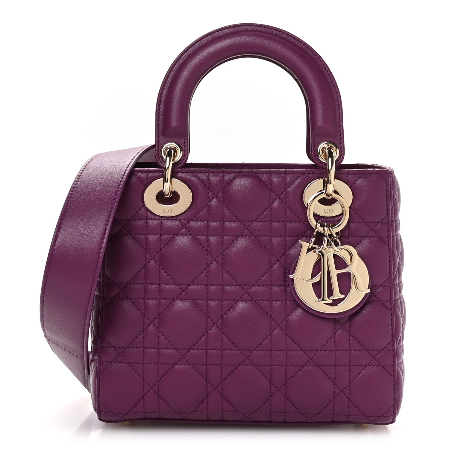 Christian Dior Lambskin Cannage Small My ABCDior Lady Dior Purple