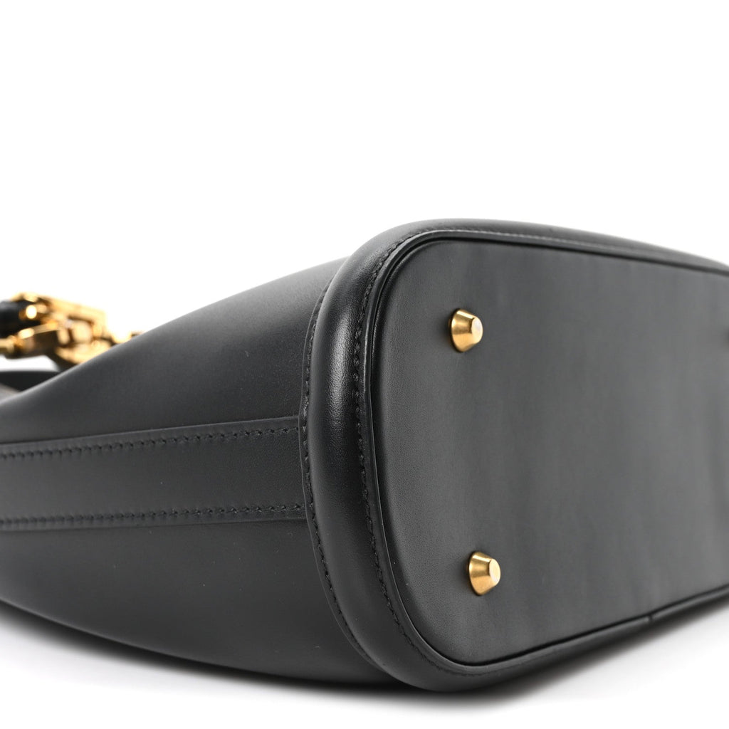 Christian Dior Calfskin CD Embossed Medium C'est Chain Bucket Bag Black