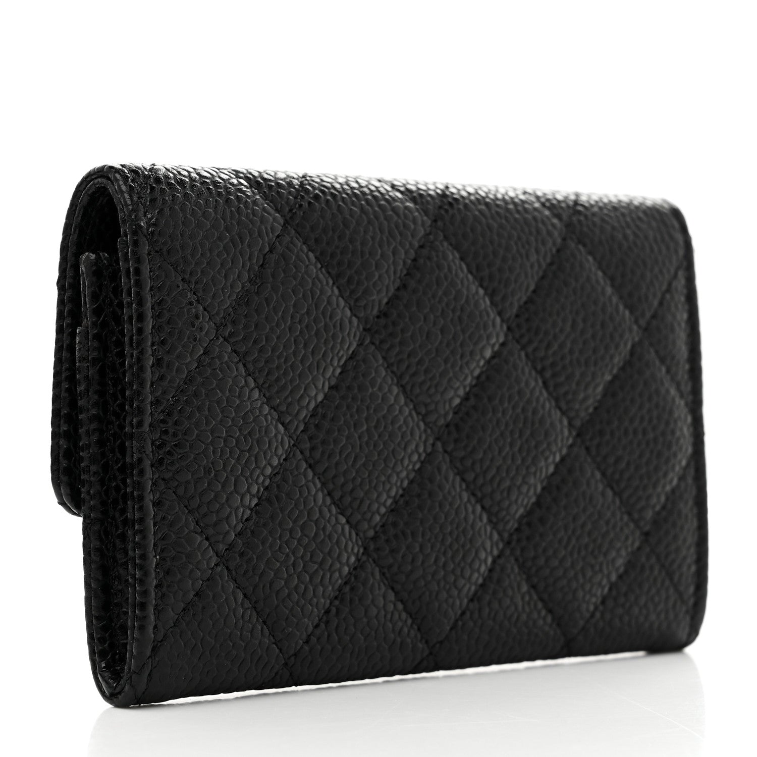 Caviar Quilted Flap Card Holder Black