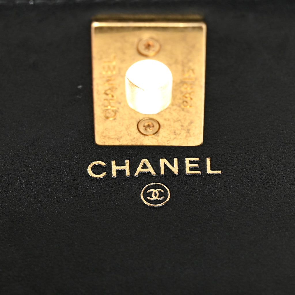 Chanel Lambskin Quilted Pillow Crush Wallet On Chain WOC Black