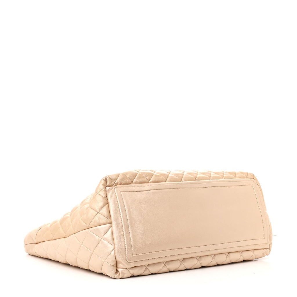 Chanel Metallic Lambskin Quilted Large Coco Cocoon Tote Light Gold