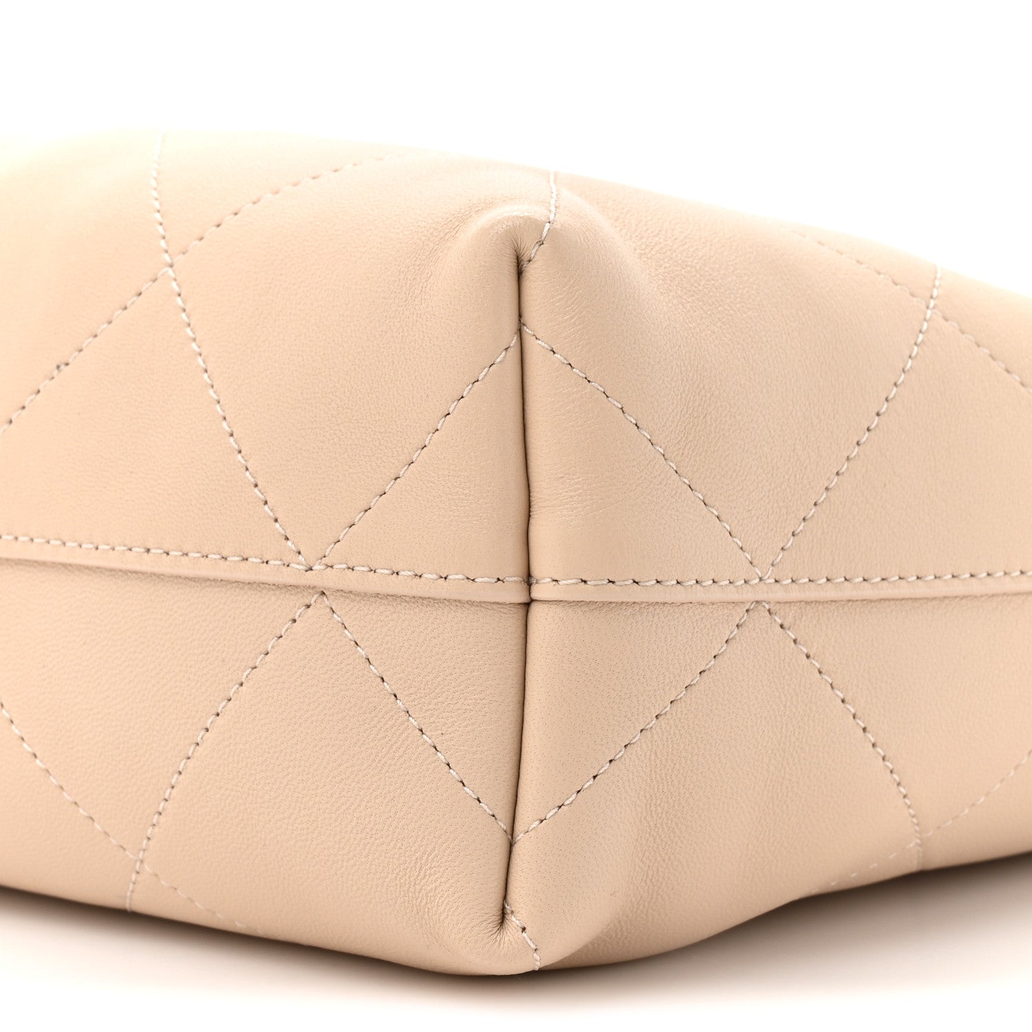 Chanel Shiny Lambskin Quilted Small Hobo Beige