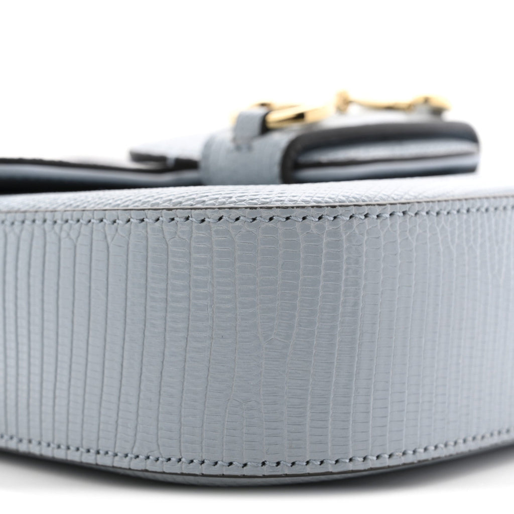 Gucci Lizard Web Mini Horsebit 1955 Shoulder Bag Light Blue