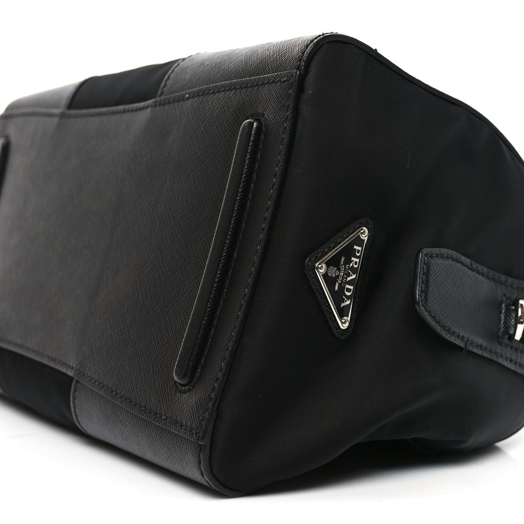 Prada Nylon Saffiano Top Handle Bag Black