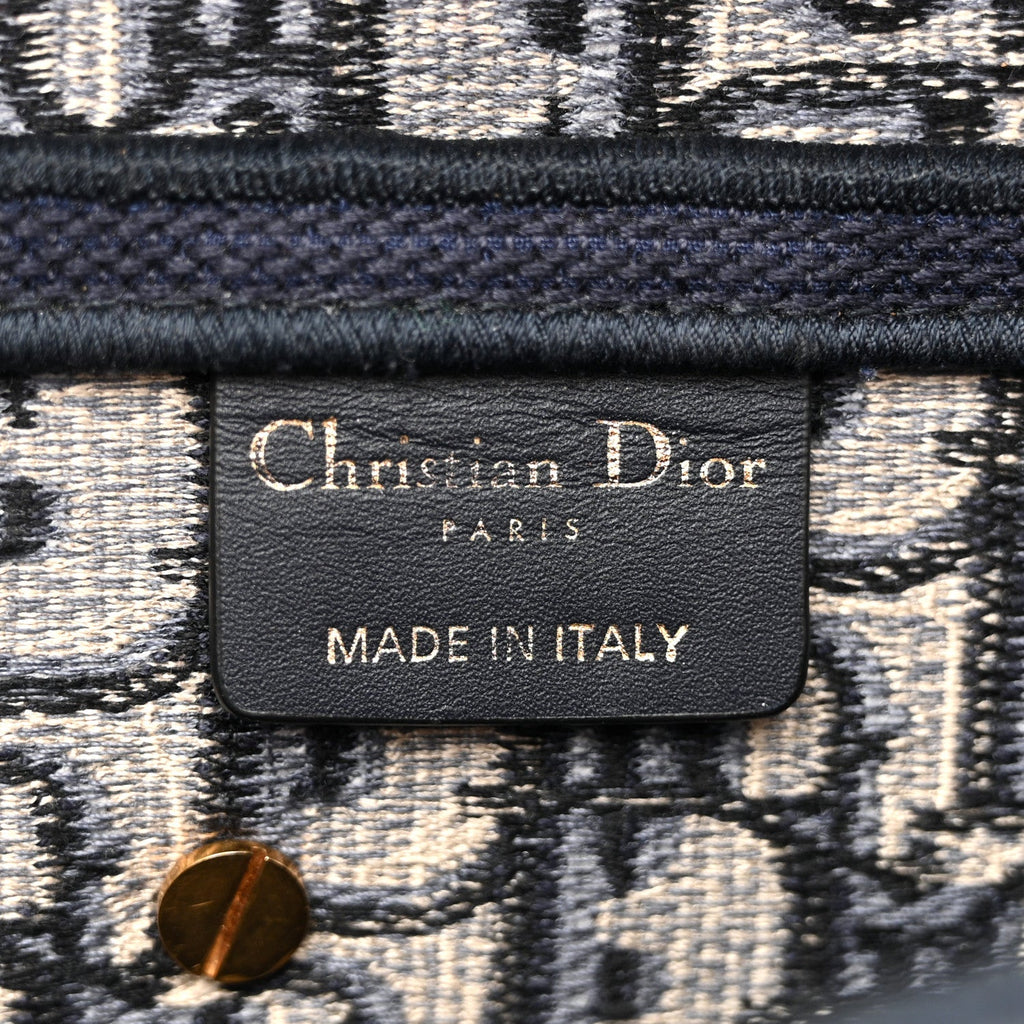 Christian Dior Oblique Embroidered Saddle Bag Blue