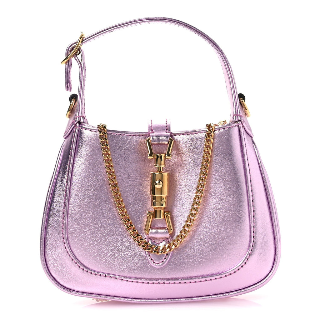 Gucci Laminated Nappa Nano Jackie 1961 Hobo Metallic Pink