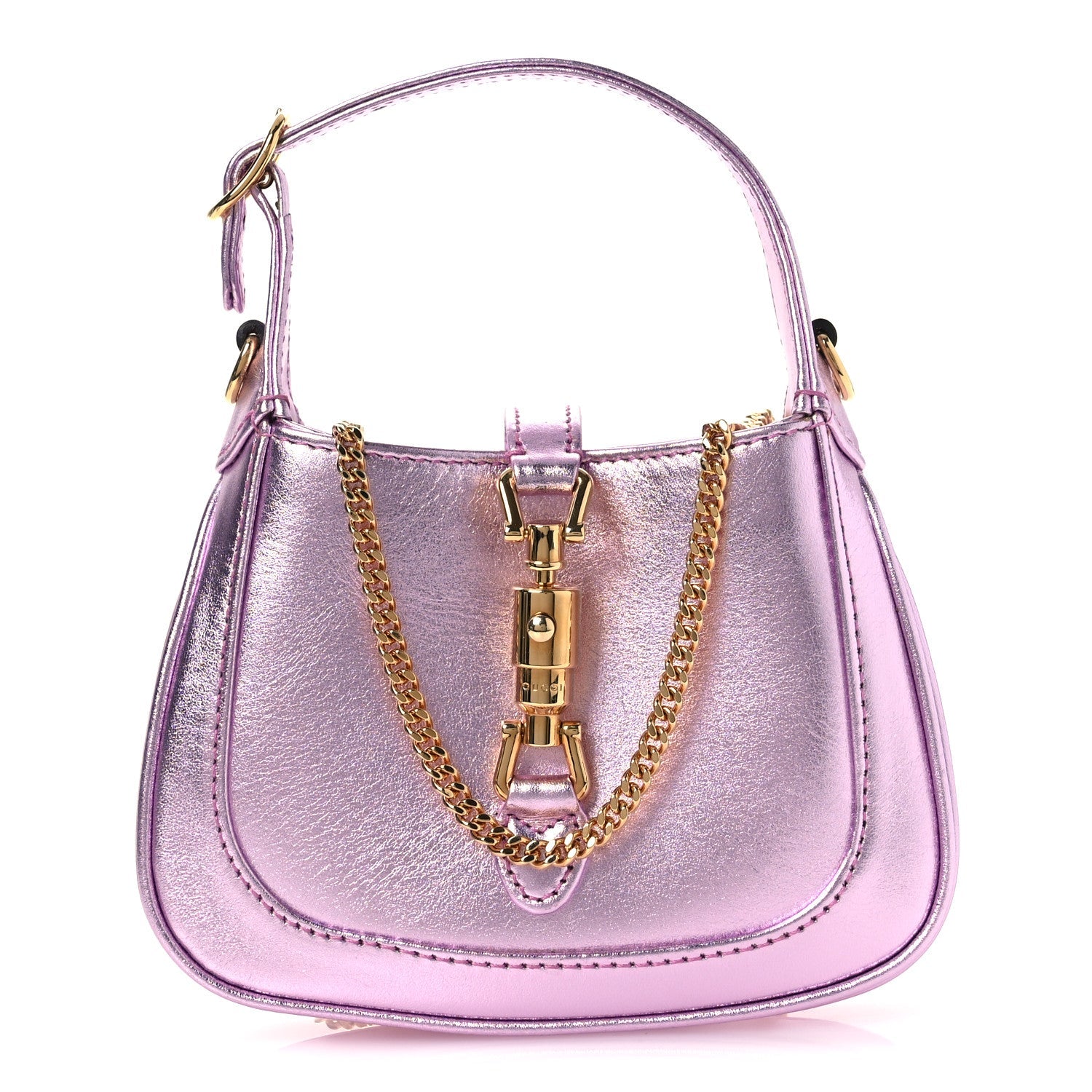 Gucci Laminated Nappa Nano Jackie 1961 Hobo Metallic Pink