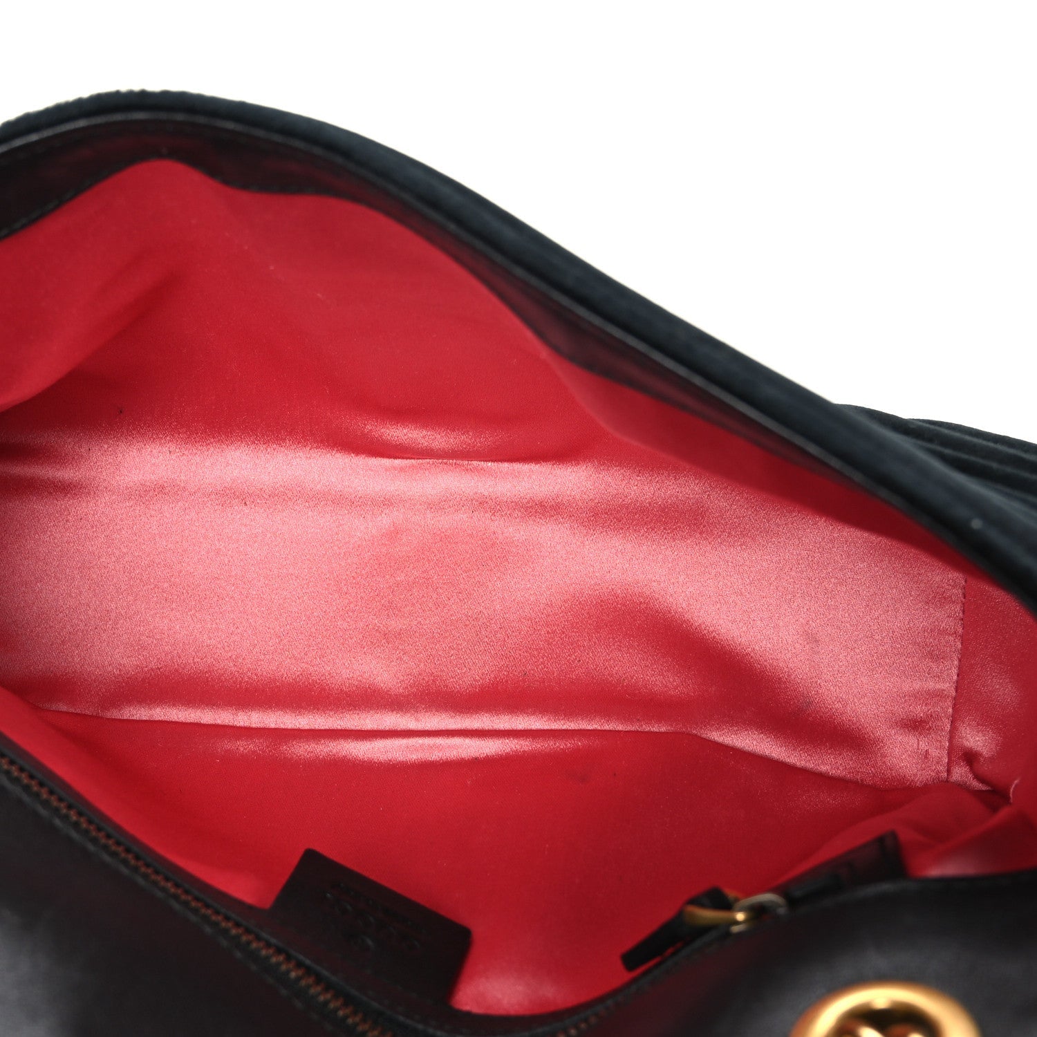 Gucci Velvet Matelasse Small GG Marmont Shoulder Bag Black