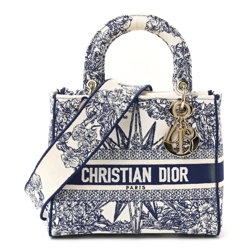 Christian Dior Canvas Reverse Embroidered Rêve d'Infini Medium Lady D-Lite Blue Multicolor
