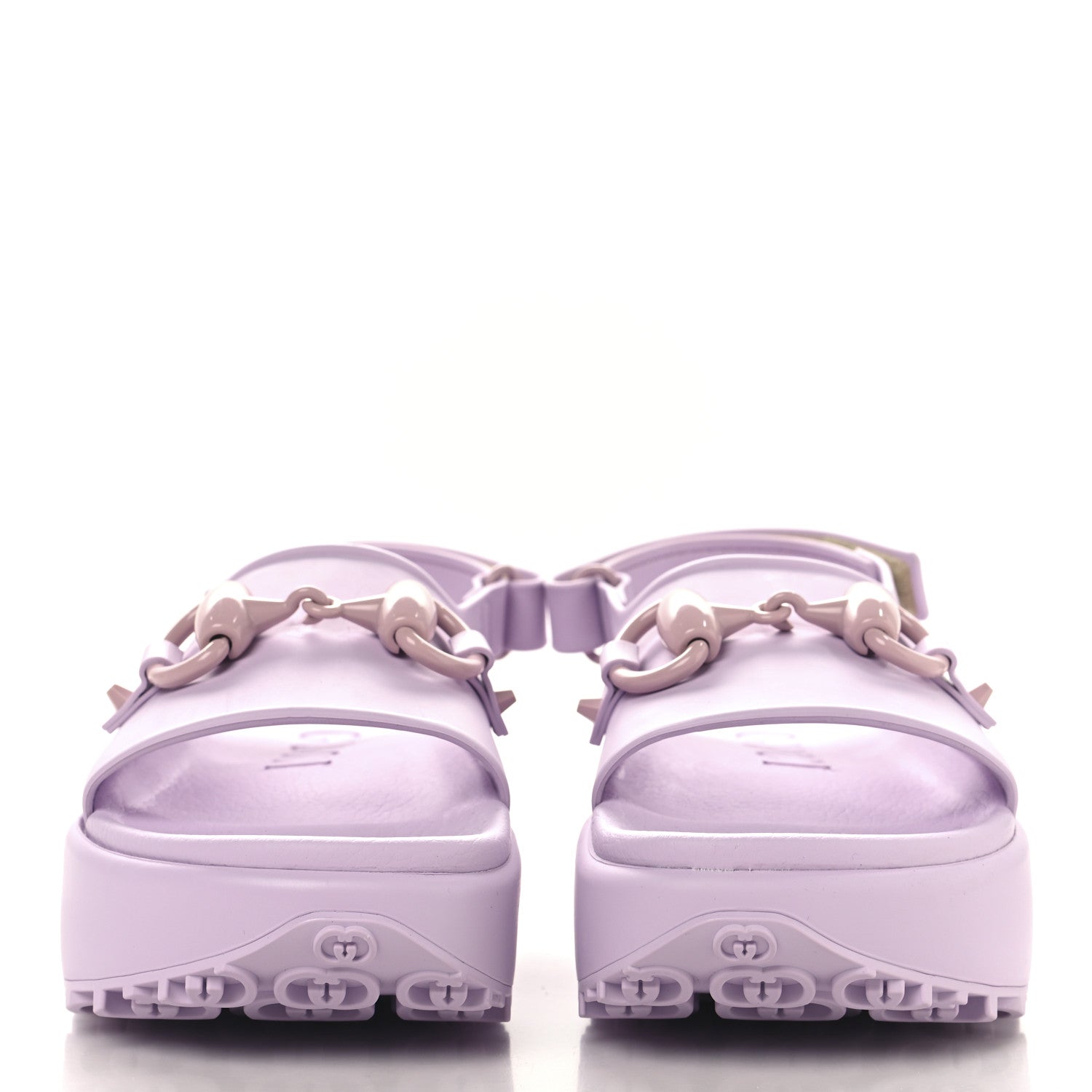 Gucci Soft Rubber Horsebit Touch Womens Strapped Sandals 36 Talc Pink