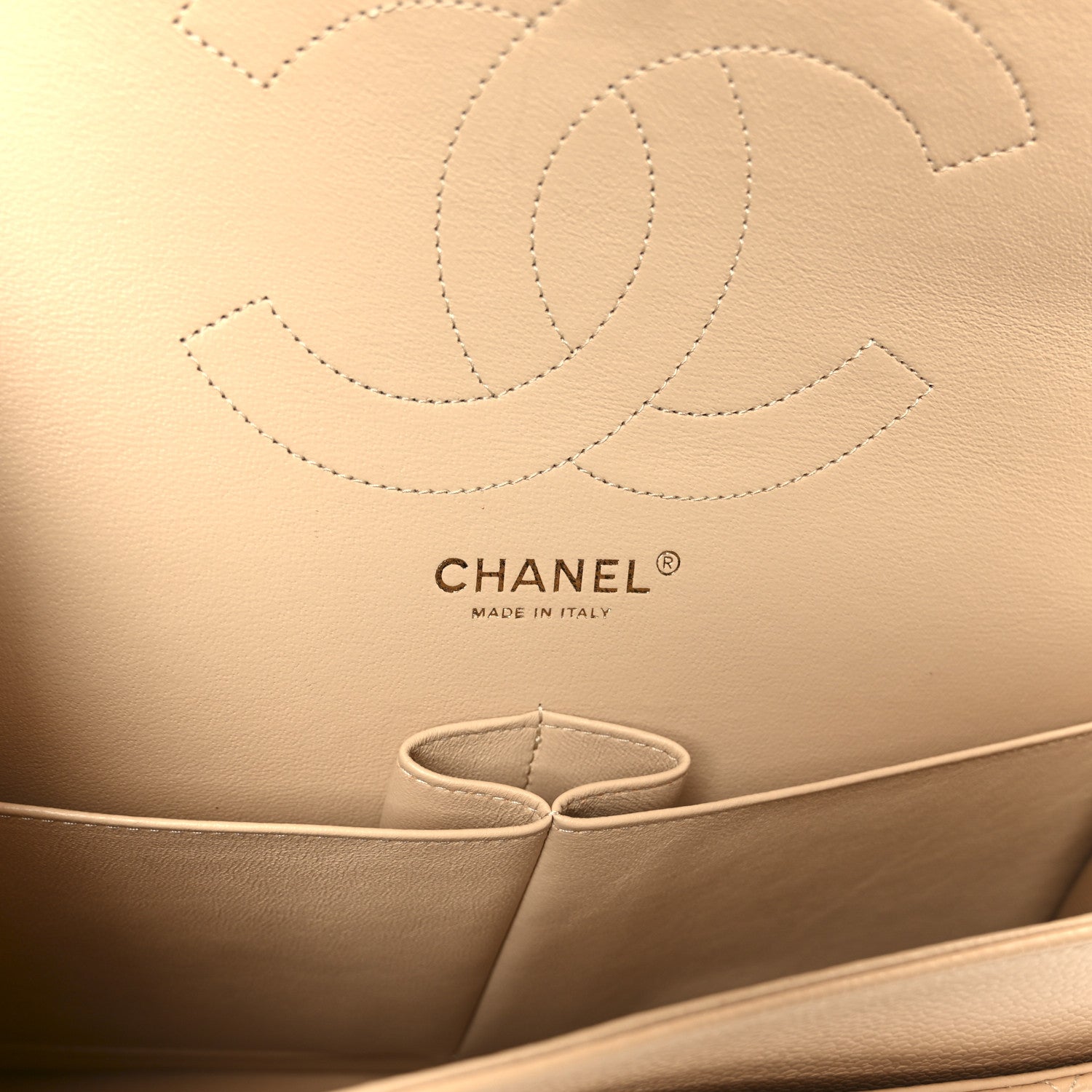 Chanel Caviar Quilted Jumbo Double Flap Beige