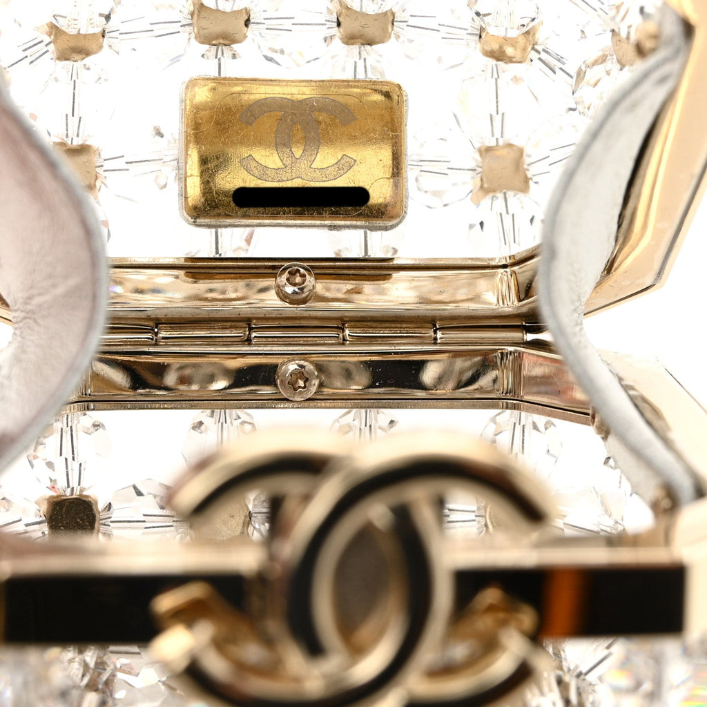 Chanel Metal Bead Crystal Minaudiere CC Mini Evening Bag Gold Multicolor
