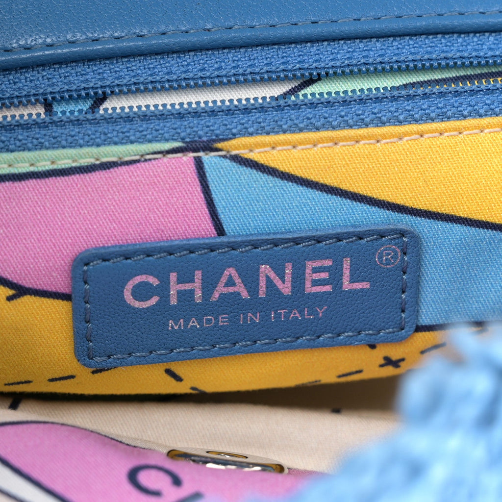 Chanel Lambskin Calfskin Mixed Fibers Quilted Small Flap Blue