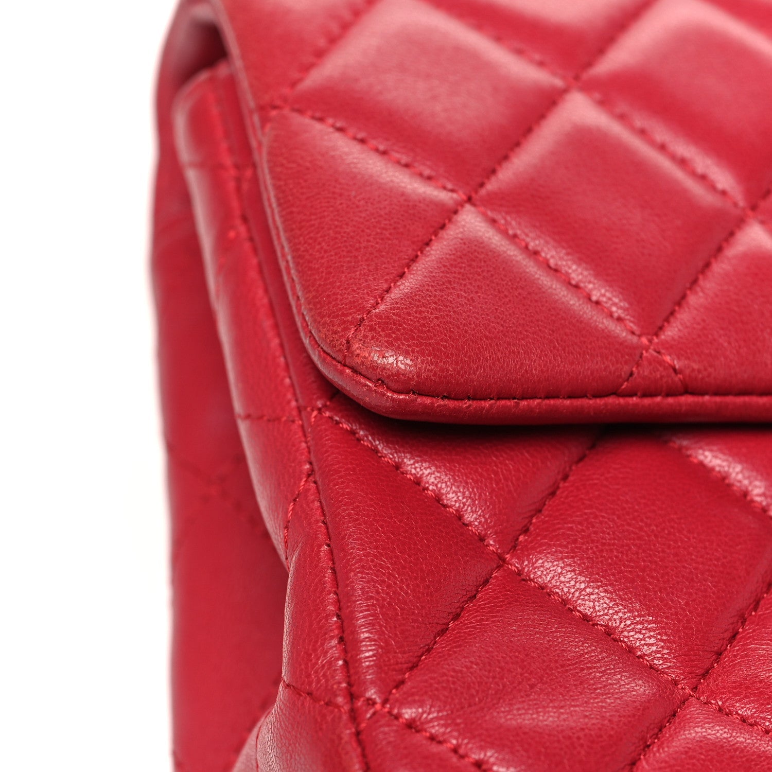 Chanel Lambskin Quilted Mini Rectangular Flap Dark Pink