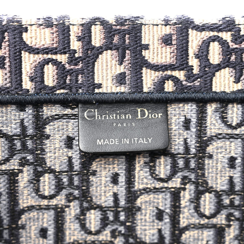 Christian Dior Oblique Large Book Tote Blue Multicolor