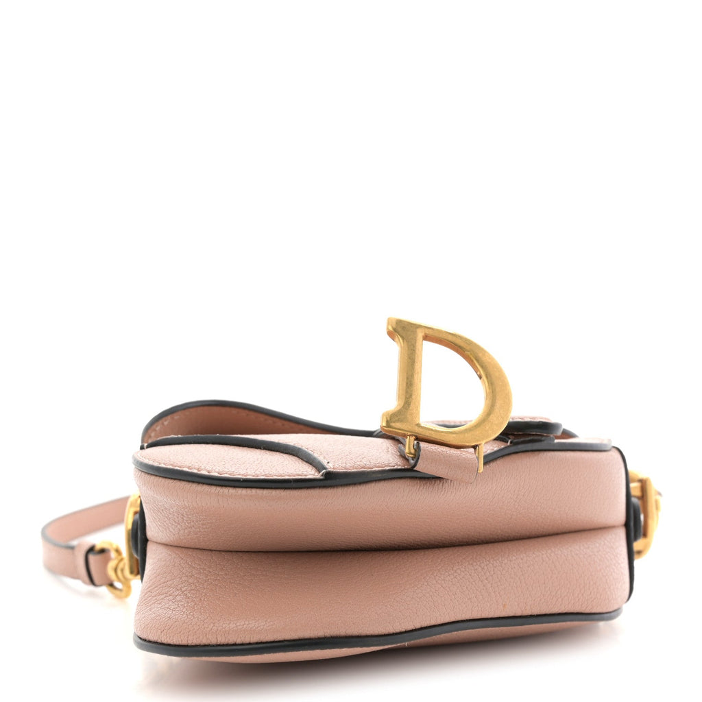 Christian Dior Goatskin Micro Saddle Bag Rose Des Vent