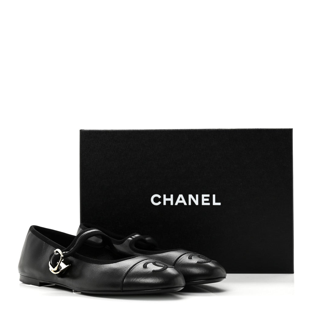 Lambskin Mary Jane Flats 40 Black