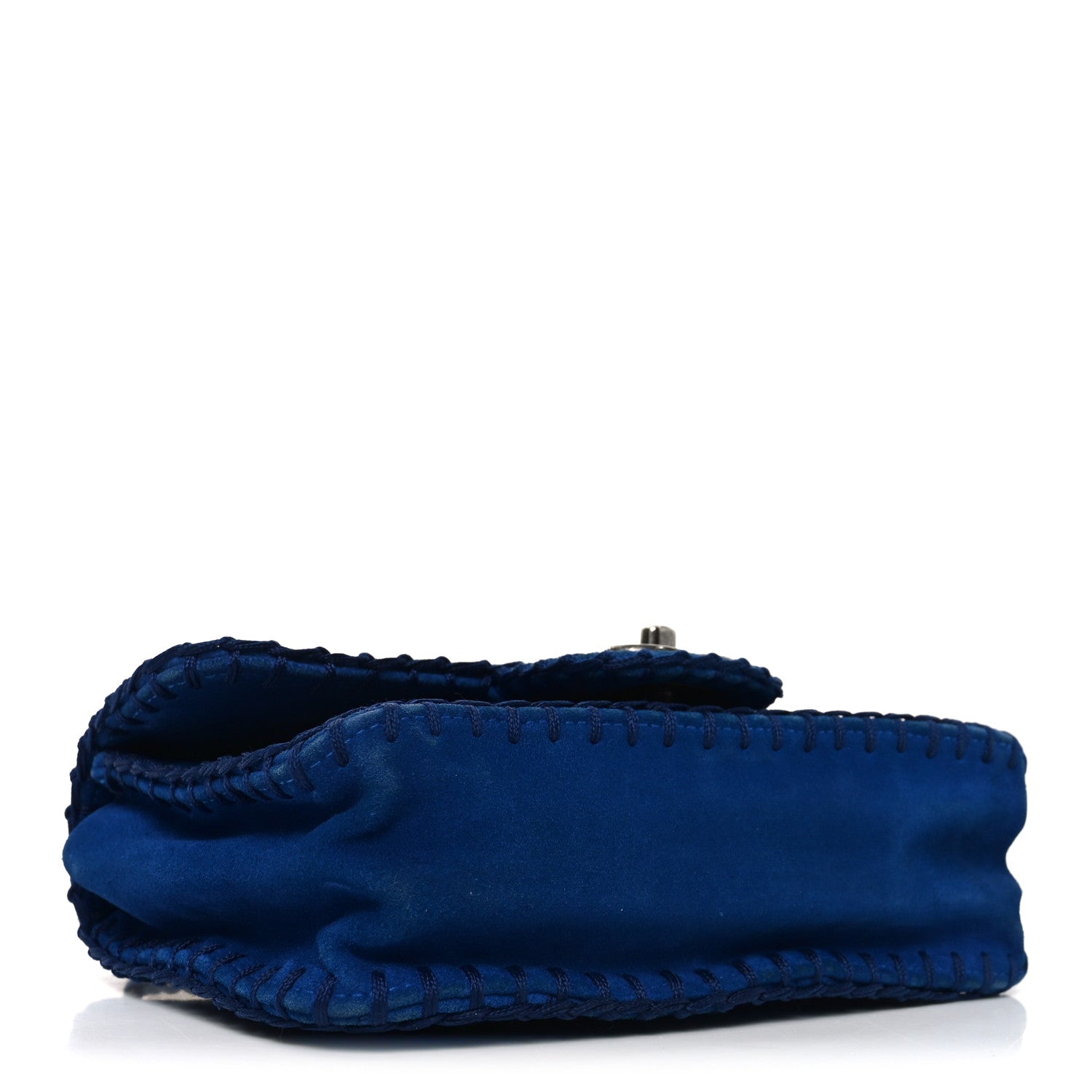 Chanel Suede Quilted Whipstitch Mini Flap Blue