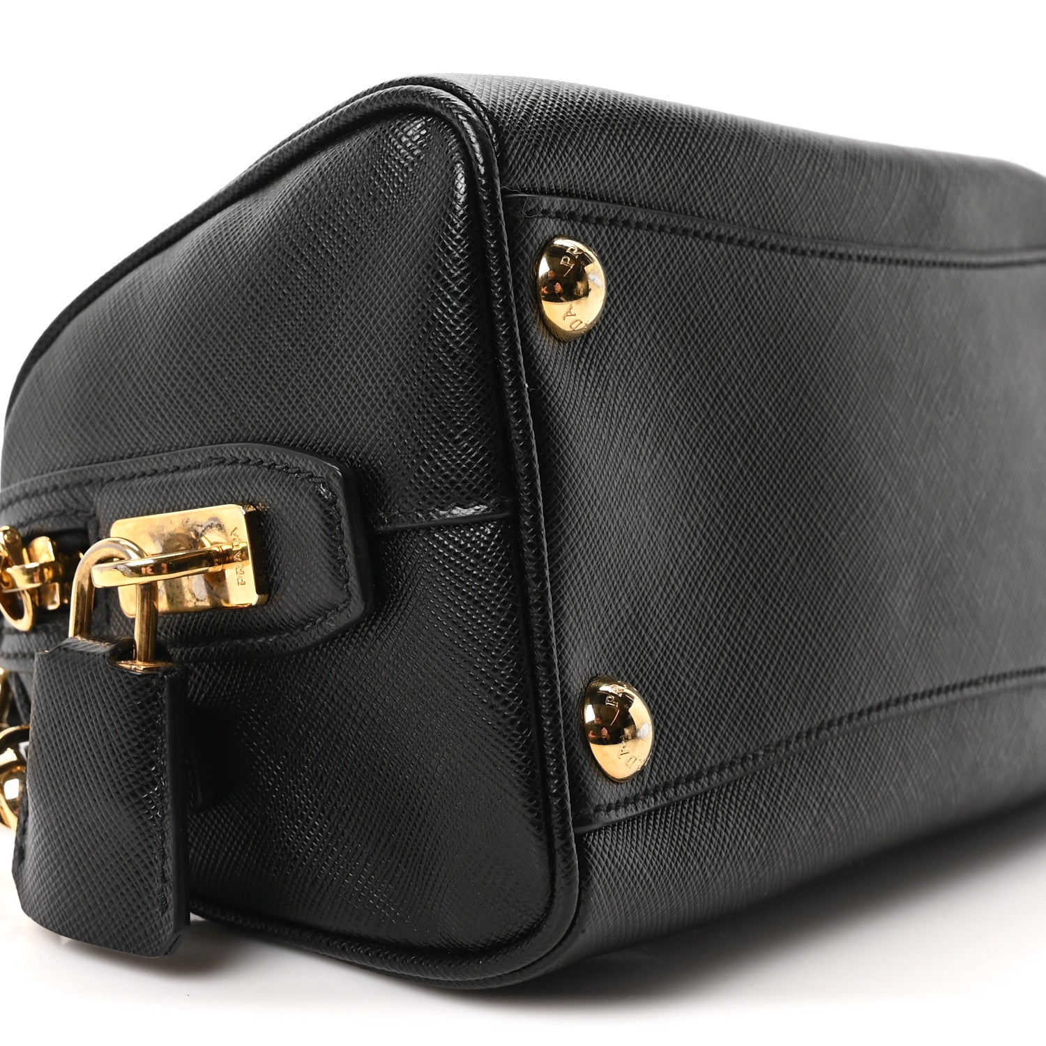 Prada Saffiano Lux Mini Boston Crossbody Bag Black