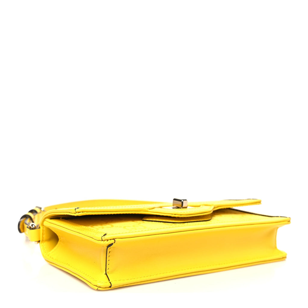 Gucci GG Monogram Scratch Lux Calfskin Mini Luce Shoulder Bag Yellow