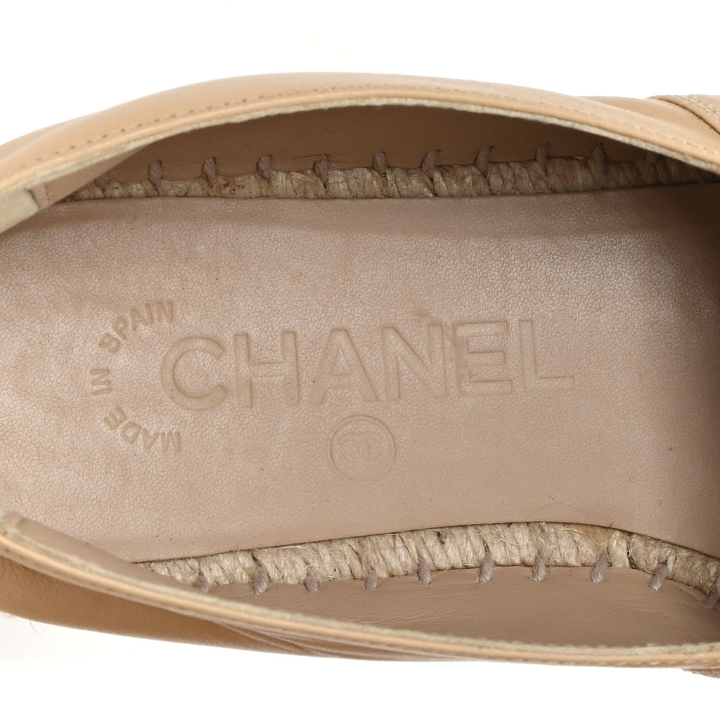 Lambskin CC Espadrilles 37 Beige Black