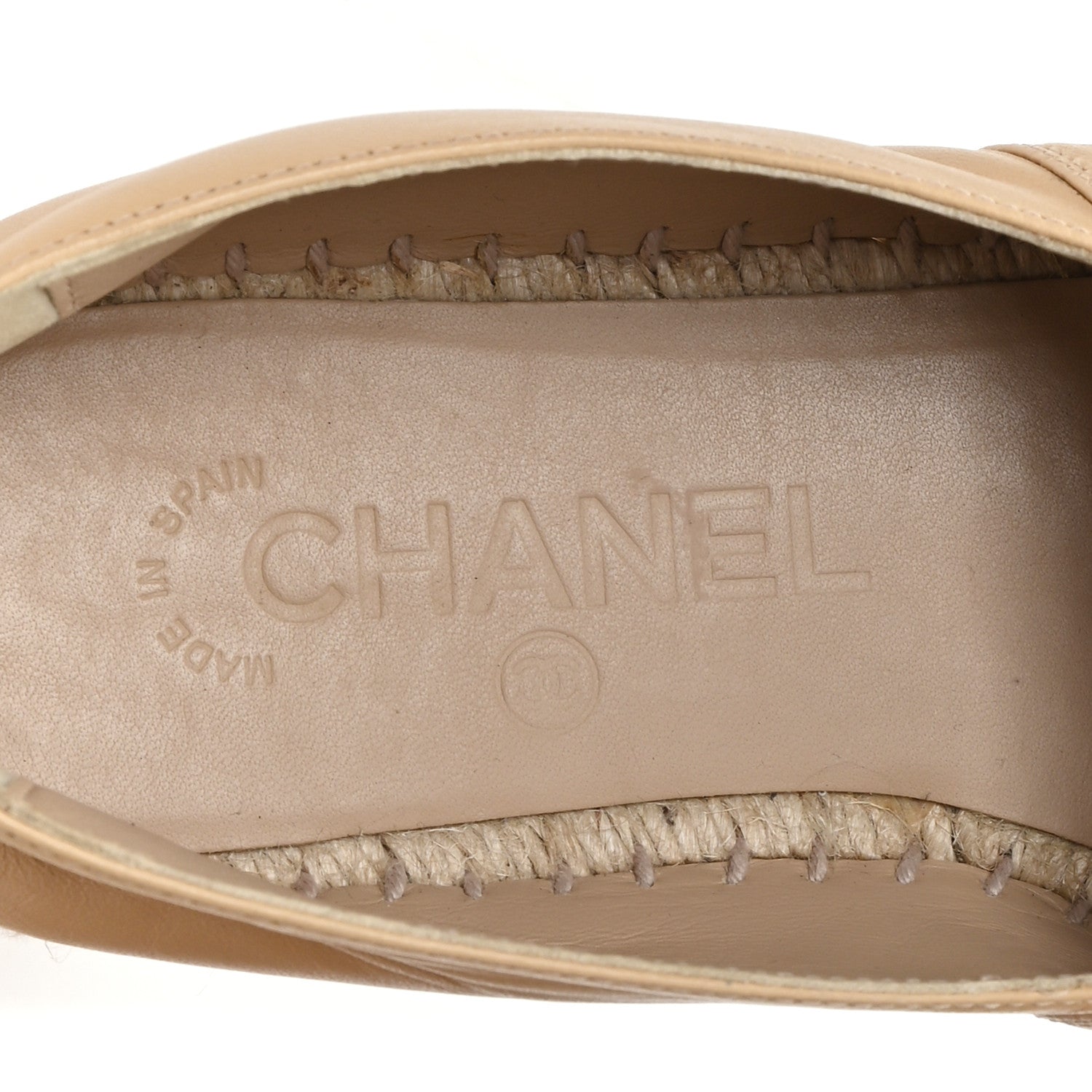Lambskin CC Espadrilles 37 Beige Black