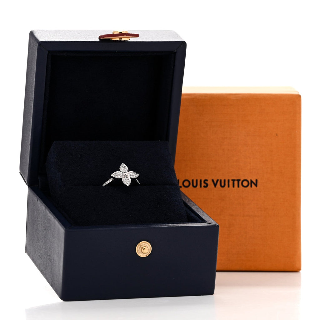 Louis Vuitton 18K White Gold Diamond Star Blossom Ring 53 6.5