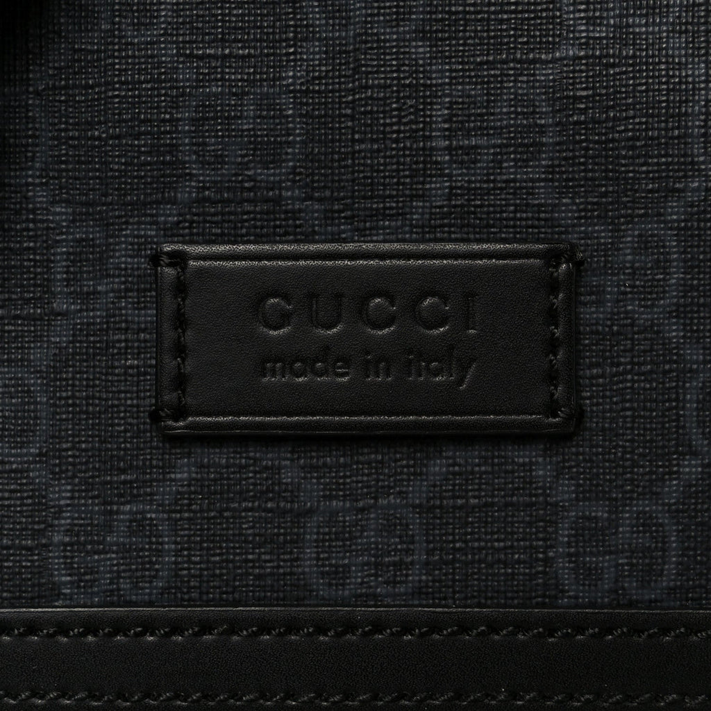 Gucci GG Supreme Monogram Appia Calfskin Web Flat Messenger Bag Black Grey