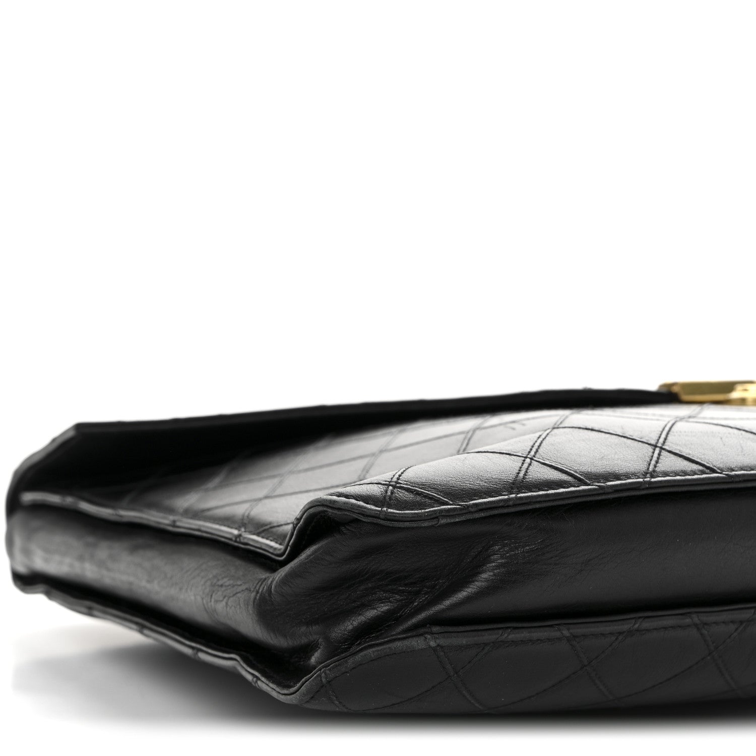 Chanel Lambskin Stitched Briefcase Bag Black
