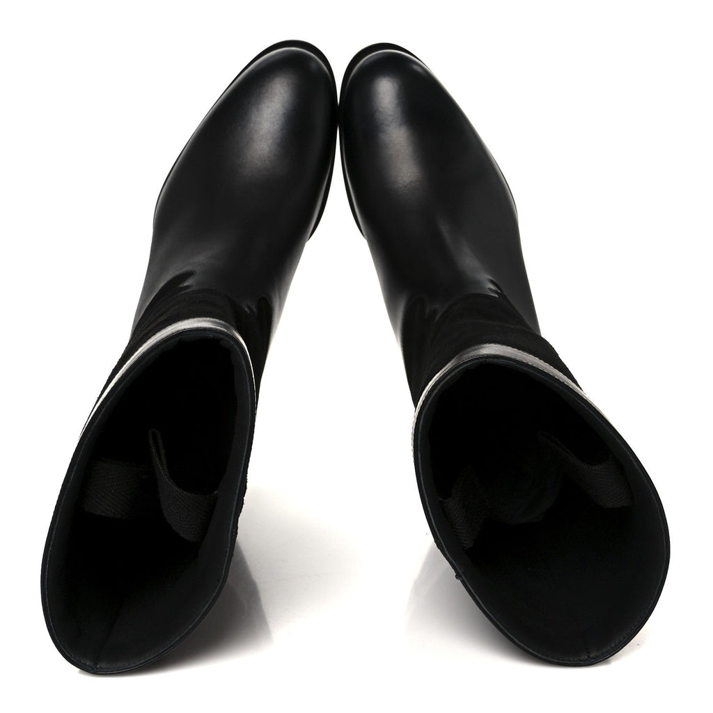 Chanel Suede Calfskin CC Short Boots 37.5 Black