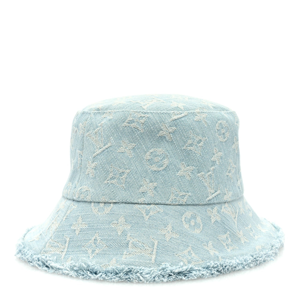 Louis Vuitton Monogram Denim Fringe Bucket Hat Blue