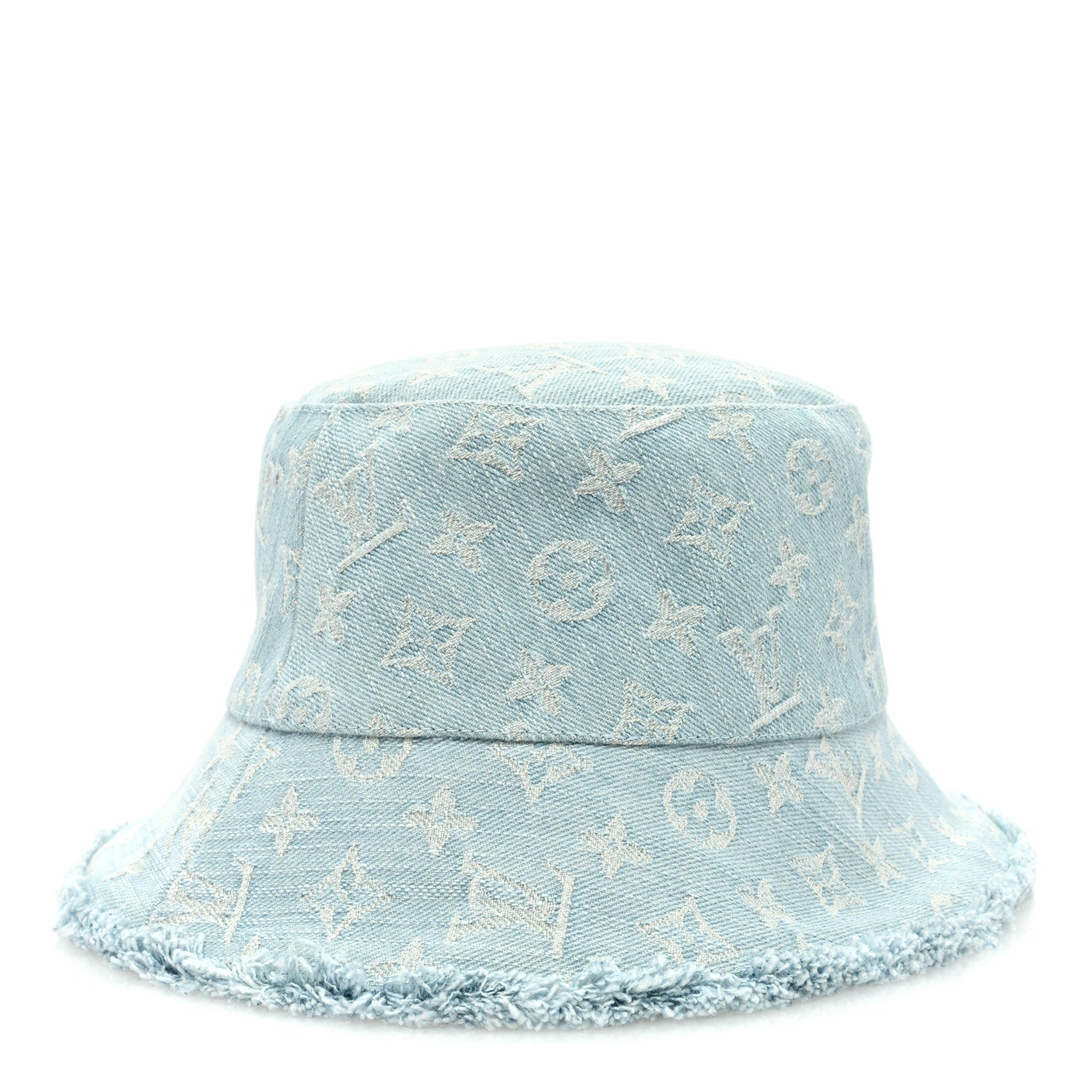 Louis Vuitton Monogram Denim Fringe Bucket Hat Blue