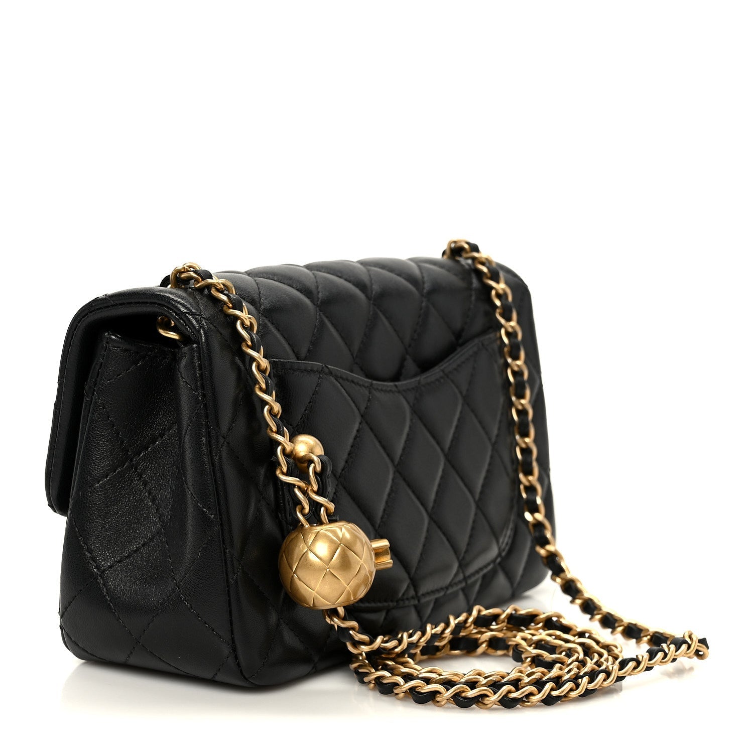 Chanel Lambskin Quilted Mini Rectangular Pearl Crush Flap Black