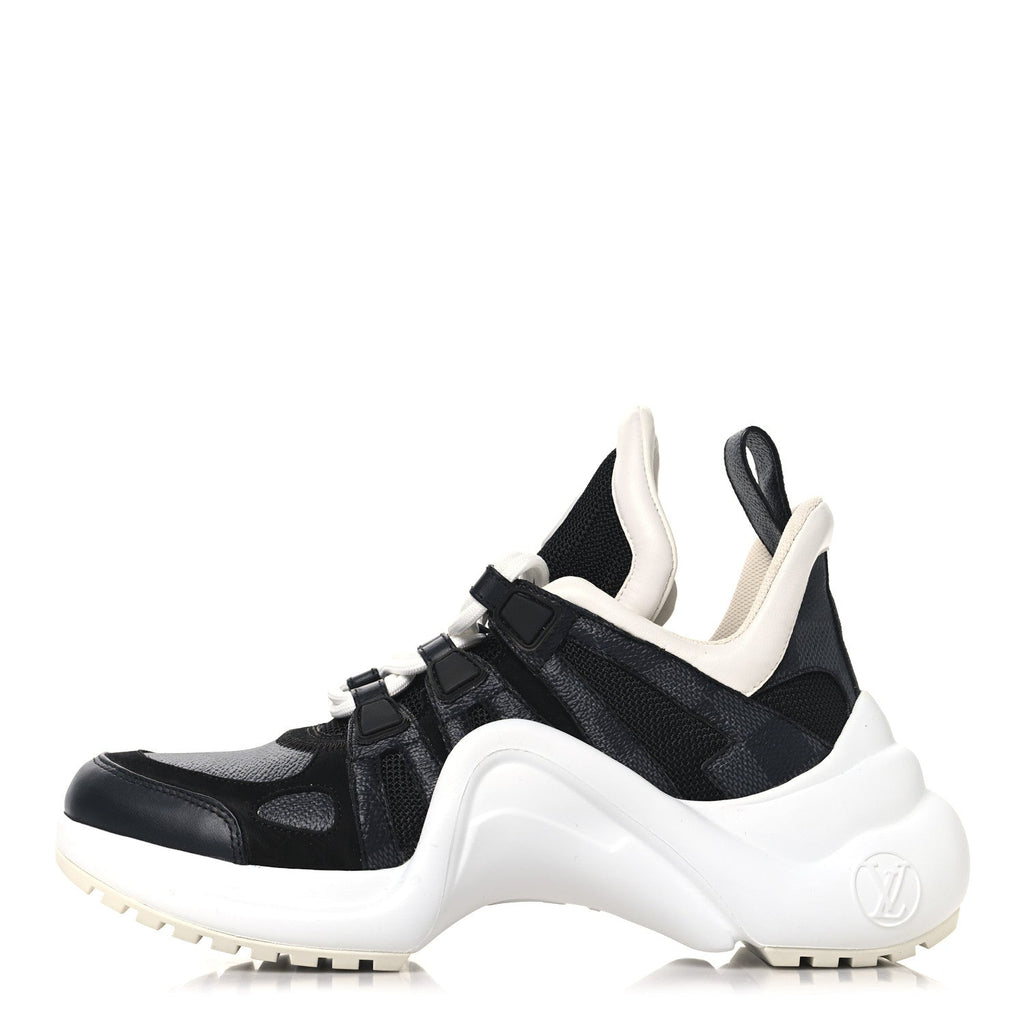 Louis Vuitton Calfskin Technical Nylon Damier Graphite LV Archlight Sneakers 36 Black White