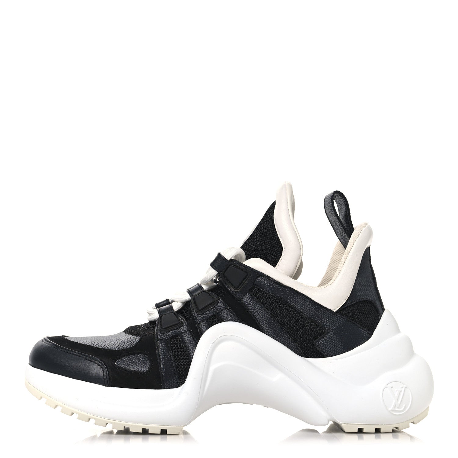 Louis Vuitton Calfskin Technical Nylon Damier Graphite LV Archlight Sneakers 36 Black White