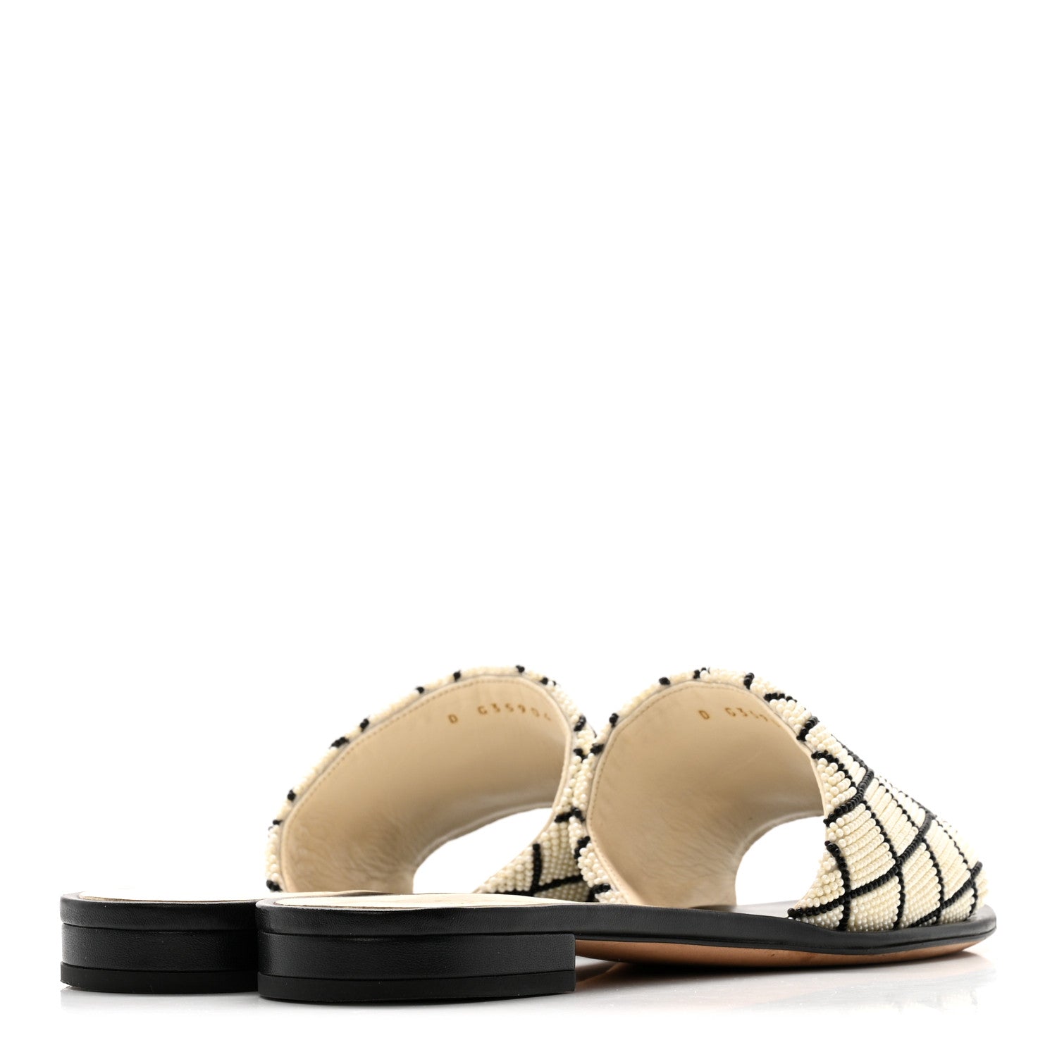 Pearl Embroidery CC Mules 38.5 Black White