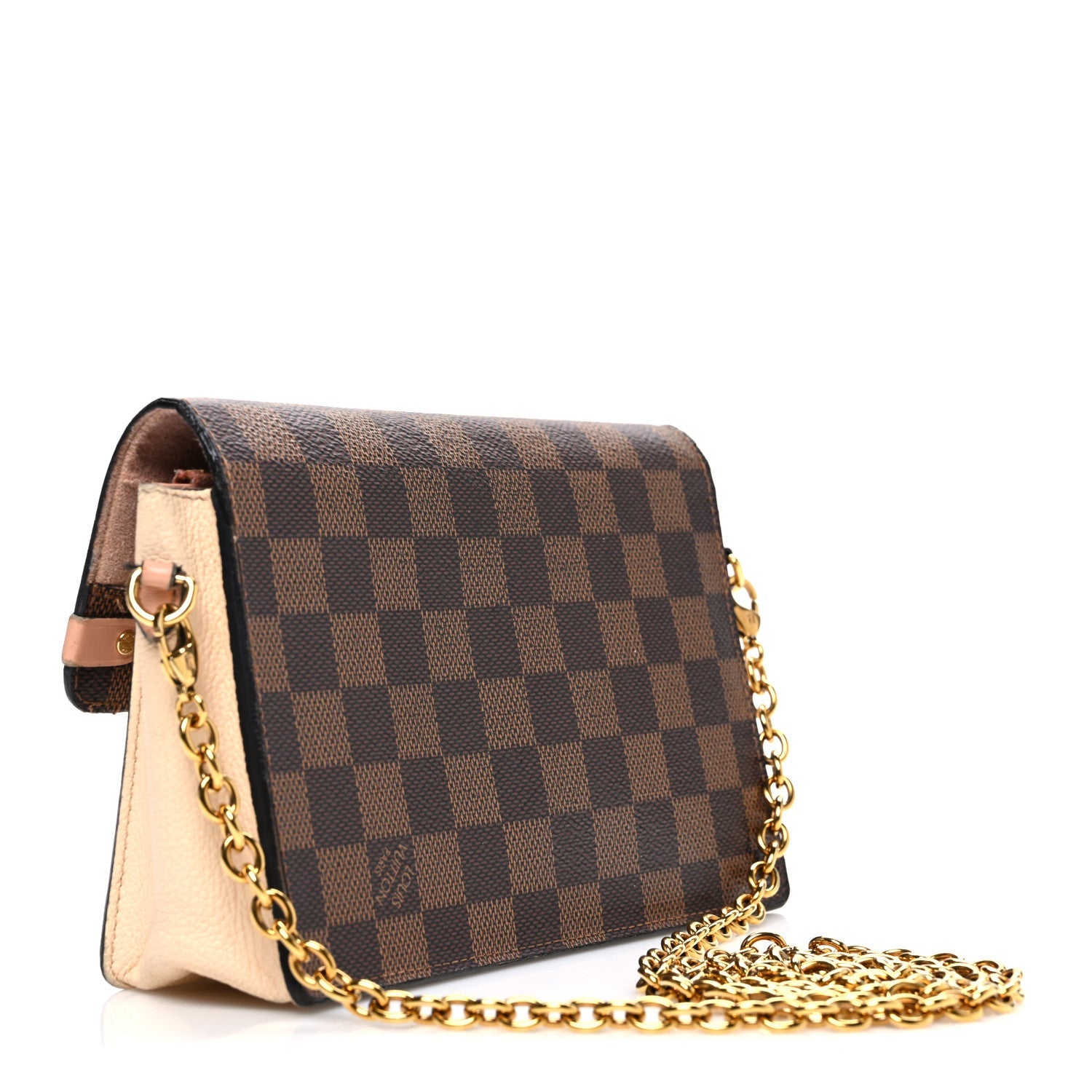 Louis Vuitton Damier Ebene Vavin Chain Wallet Creme