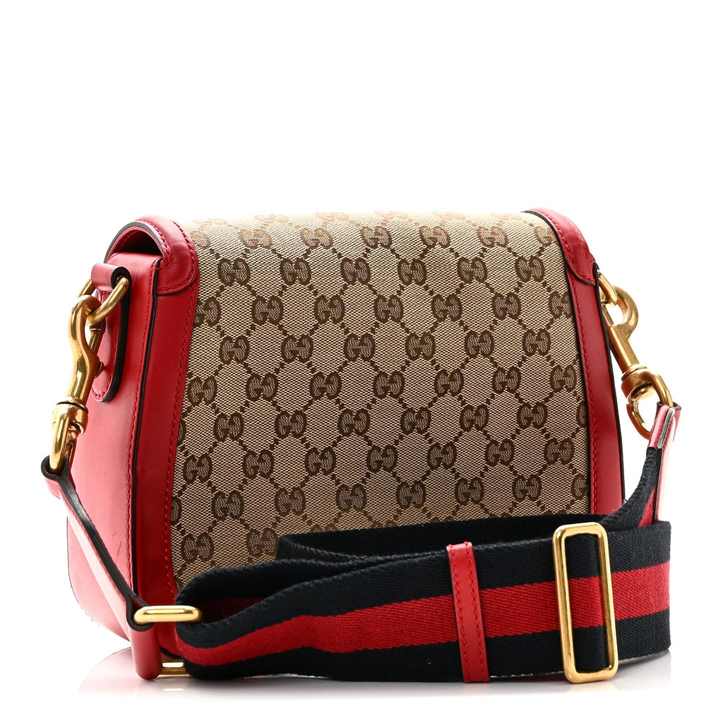 Gucci Monogram Ruinart Calfskin Medium Lady Web Shoulder Bag Beige Ebony Hibiscus Red