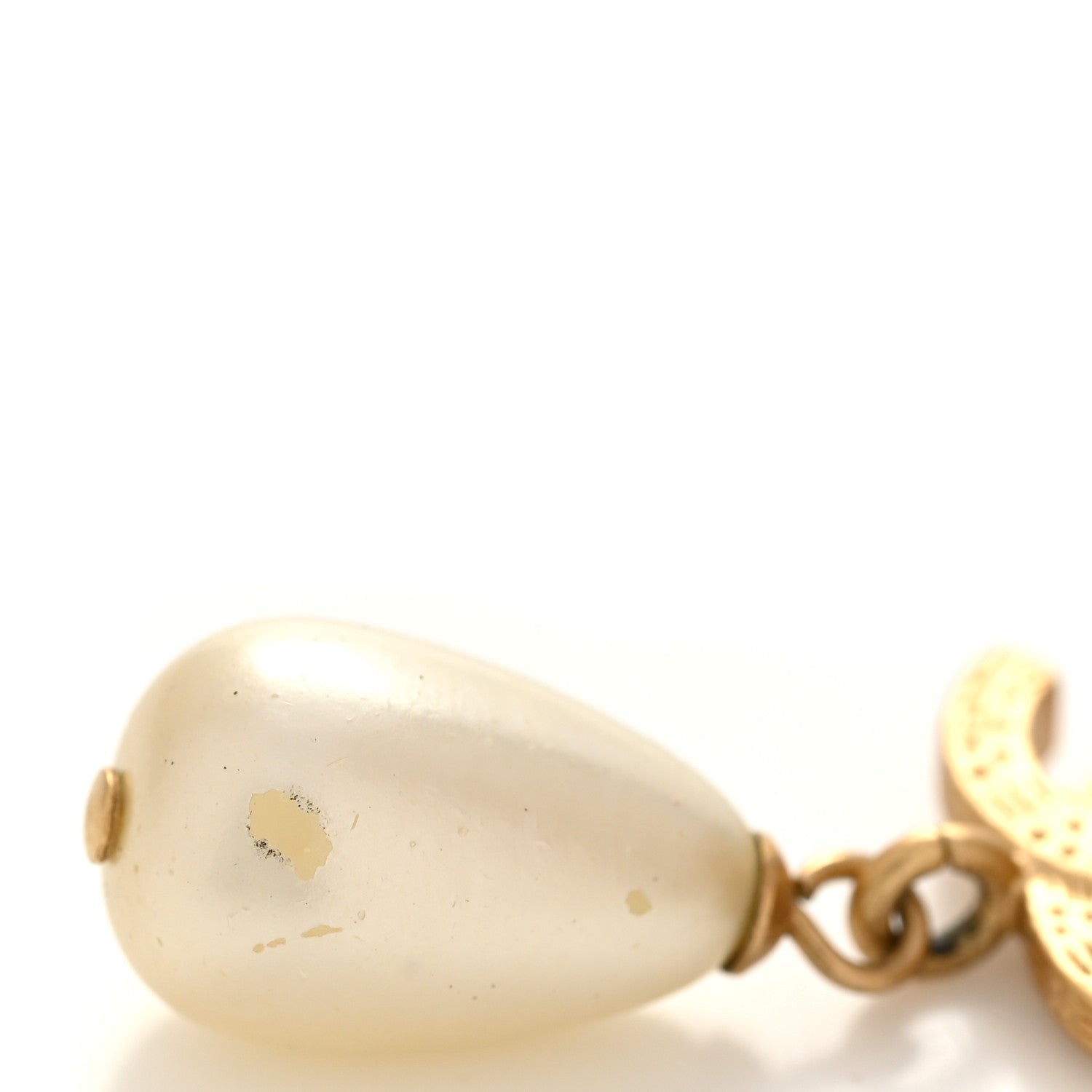 Metal Crystal Pearl 90s Camellia CC Drop Earrings Gold