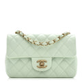 Chanel Lambskin Quilted Mini Rectangular Flap Light Green