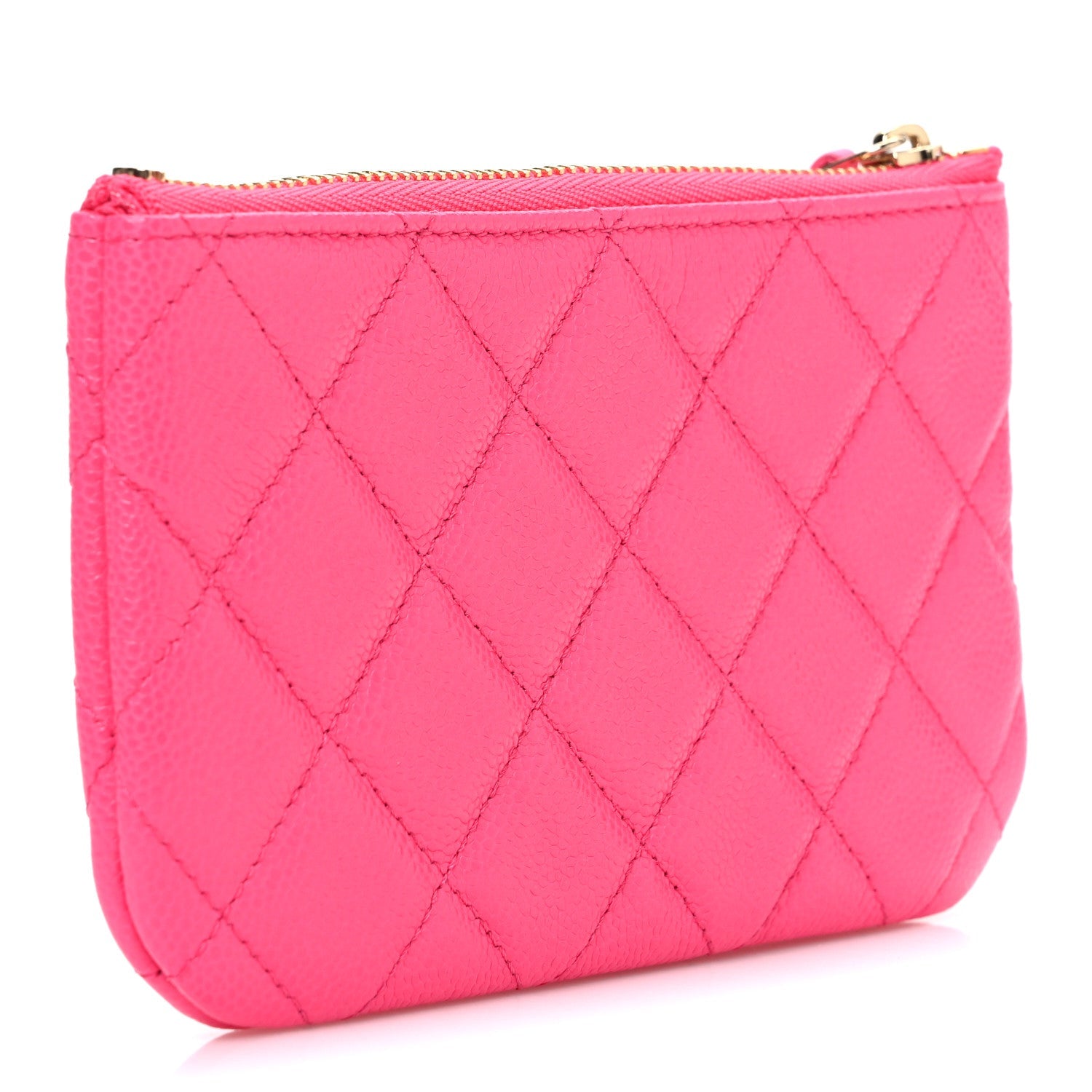Caviar Quilted Small Cosmetic Case Pink