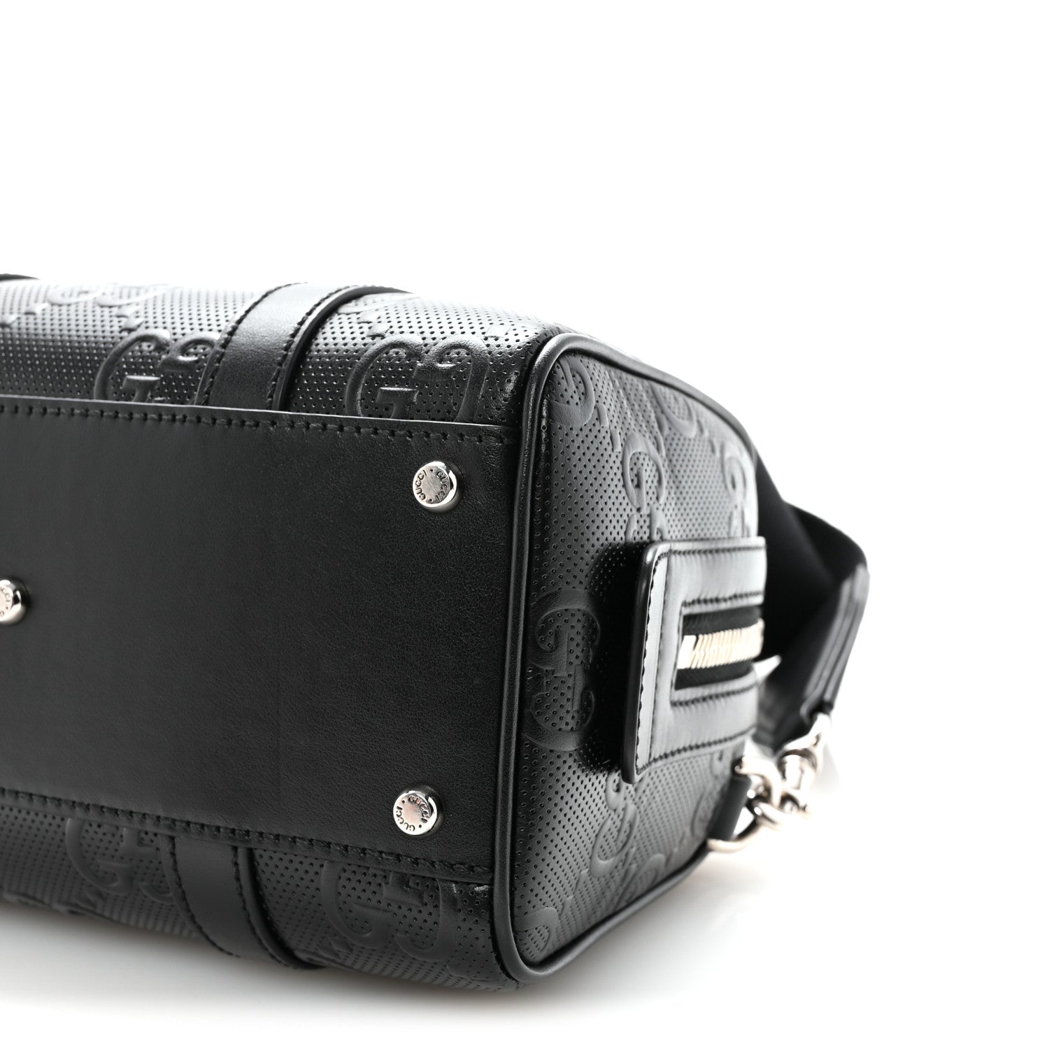Gucci Calfskin GG Tennis Embossed Mini Duffle Bag Black